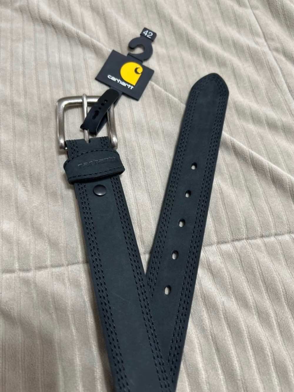 NWT Men's Carhartt Leather Black Belt, Size 42